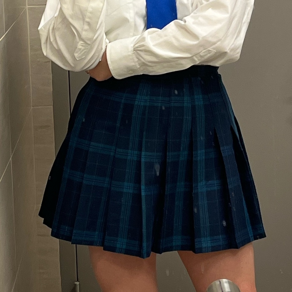 Plaid Navy Pleated Skirt